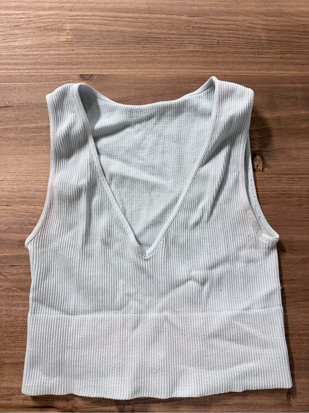 Nikibiki Ribbed V-Neck Tank Top - Pale Blue